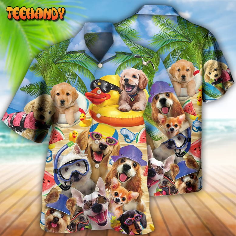 Dogs Funny Summer Of Happy Puppies Hawaiian Shirt