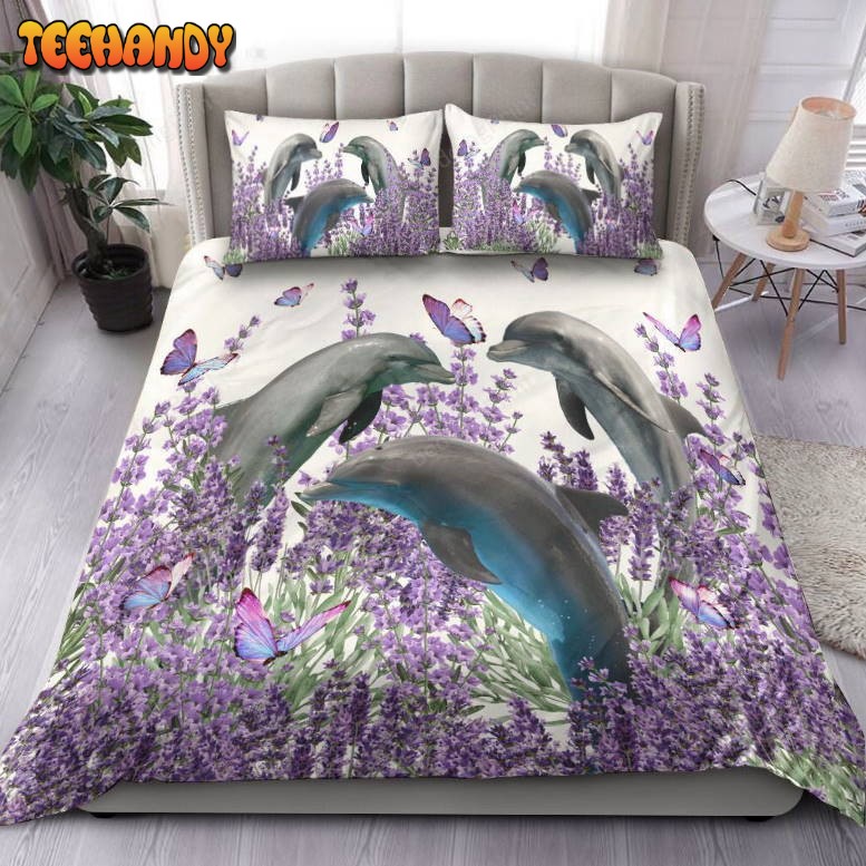 Dolphins And Lavender Duvet Cover Bedding Sets