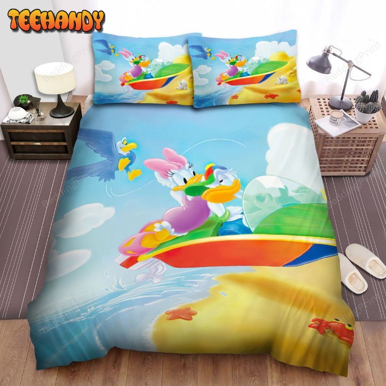 Donald Duck And Daisy Duck Riding A Canoe Bedding Sets