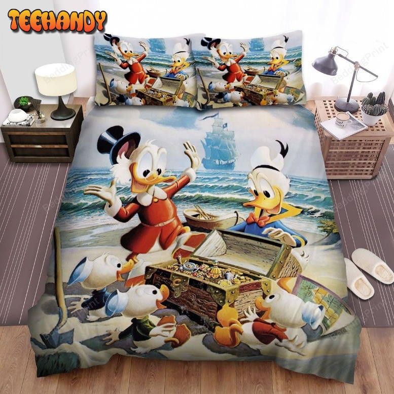 Donald Duck And Scrooge Mcduck With His Nephews Find The Pirates Treasure Bedding Sets