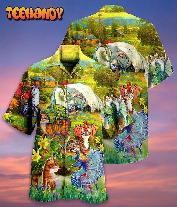 Dragon And Cats Love Life Beautiful Nature Hawaiian Shirt