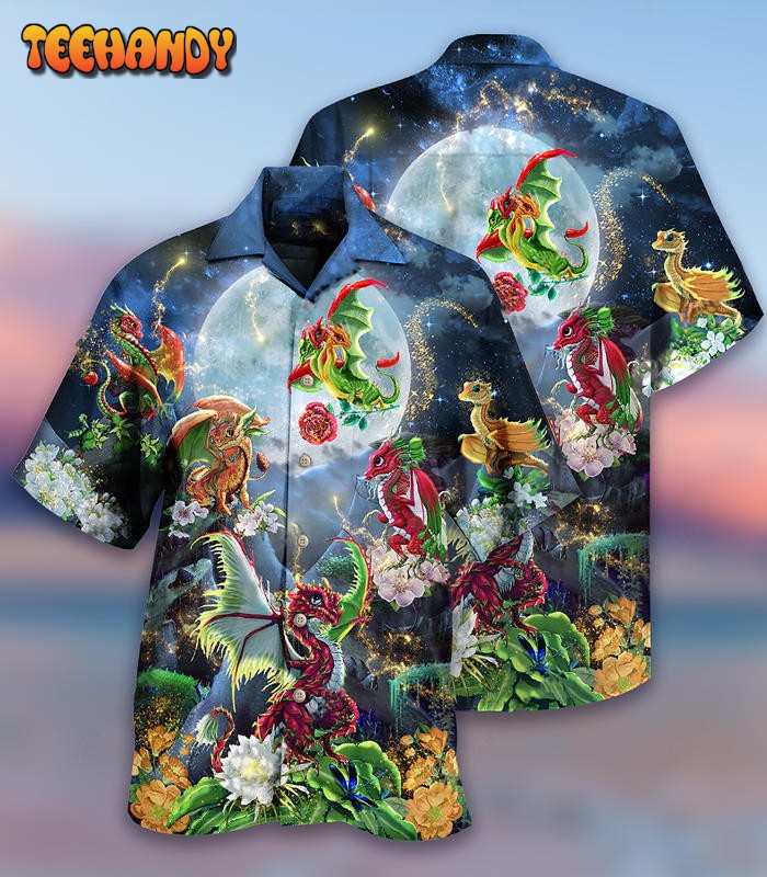 Dragon Flowers Love Life To The Moon Hawaiian Shirt