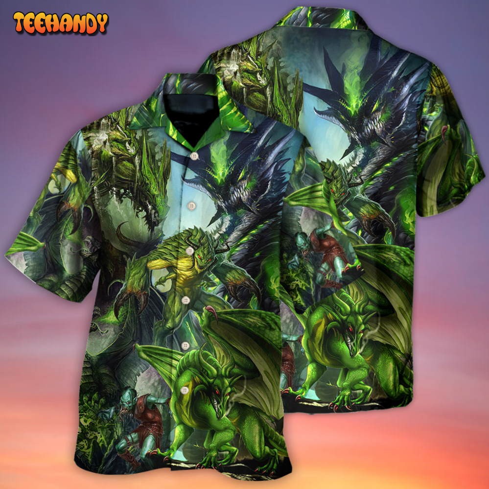 Dragon Green Skull Lover Art Style Hawaiian Shirt