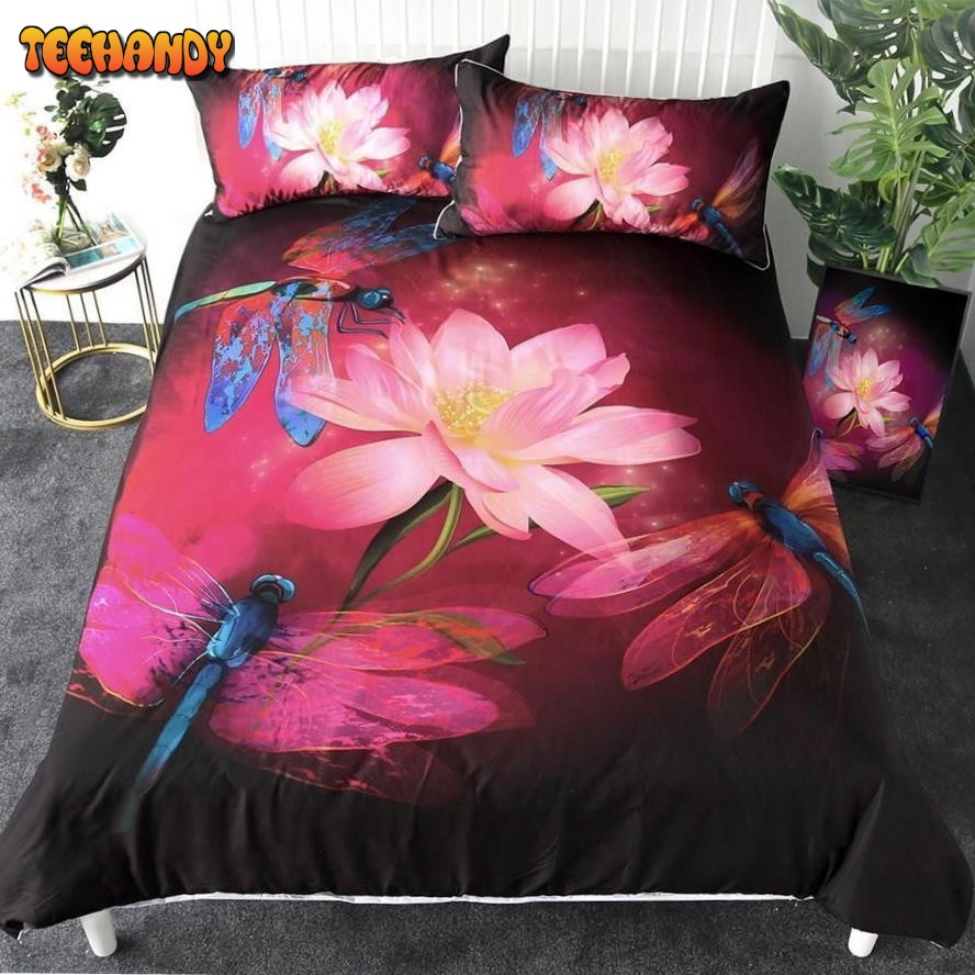 Dragonflies On Lotus Duvet Cover Bedding Sets