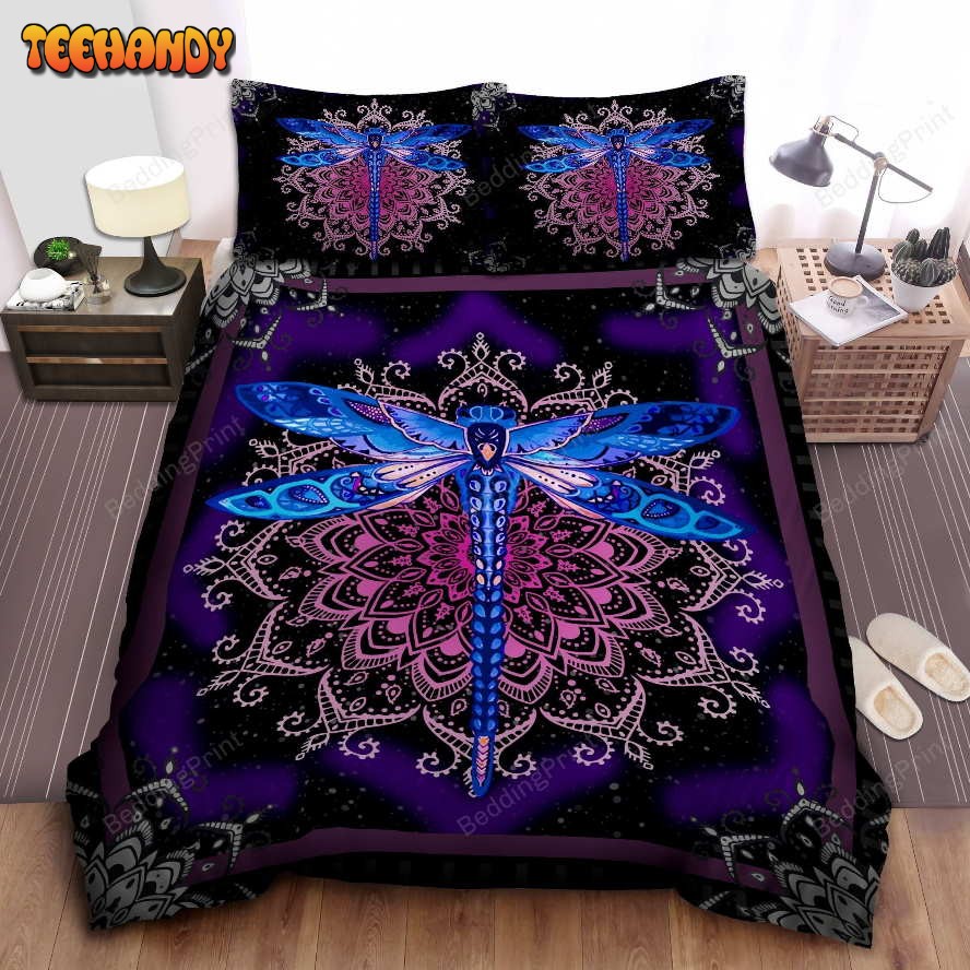 Dragonfly Mandala Purple Bed Sheets Duvet Cover Bedding Sets