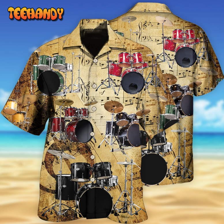 Drum Music Note Vintage Style Hawaiian Shirt