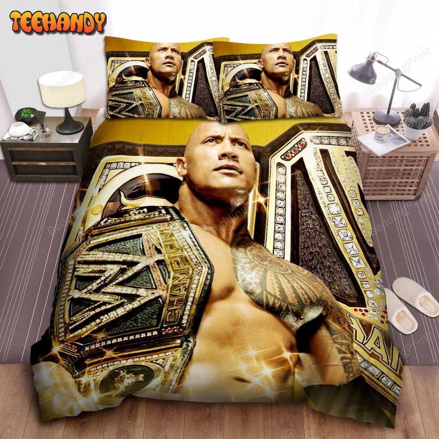 Dwayne ‘the Rock’ Johnson With His Wwe Champion Photograph Bedding Sets