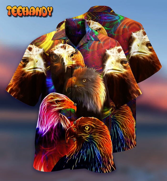 Eagle In Farm Mix Neon Hawaiian Shirt