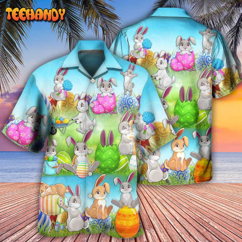 Easter Bunny Colorful Eggs Hawaiian Shirt