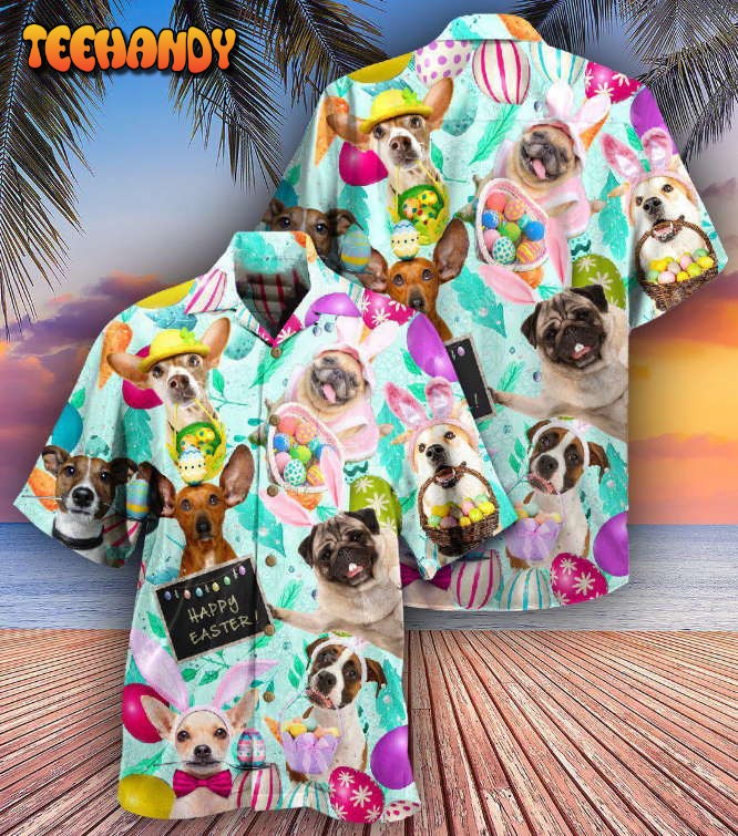 Easter Happy Lovely Dog With Eggs Hawaiian Shirt