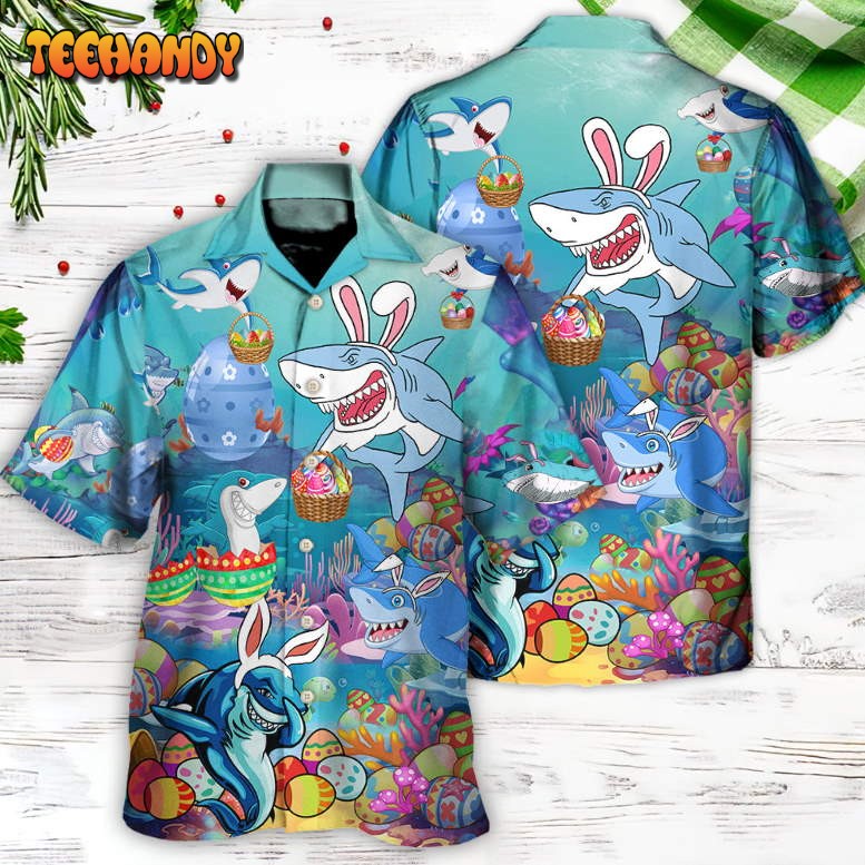 Easter Shark Let’s Enjoy Easter With Sharks Hawaiian Shirt