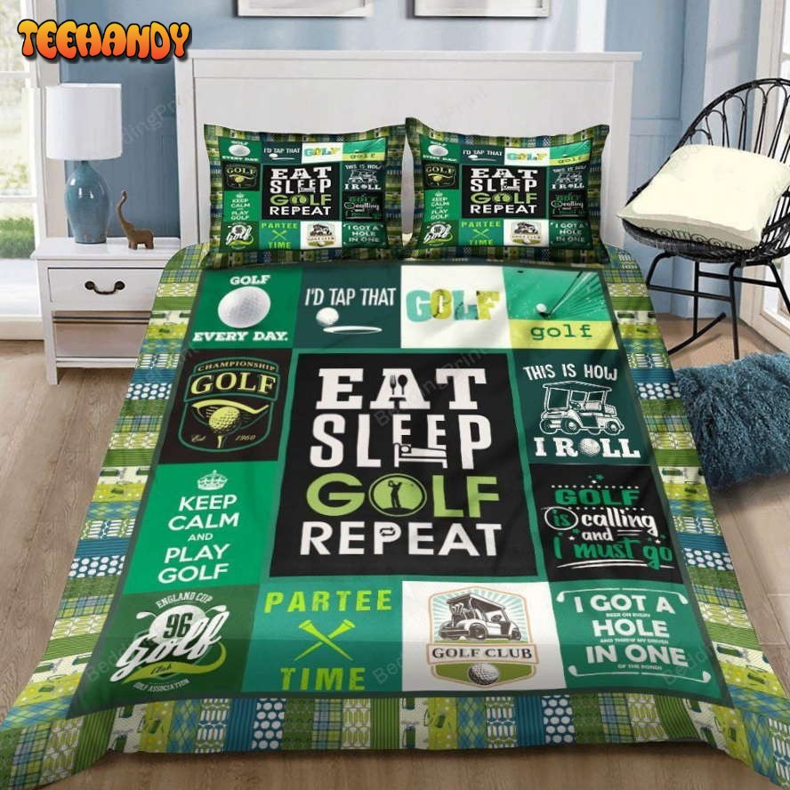 Eat Sleep Golf Repeat Bedding Set For Fans Duvet Cover Bedding Sets