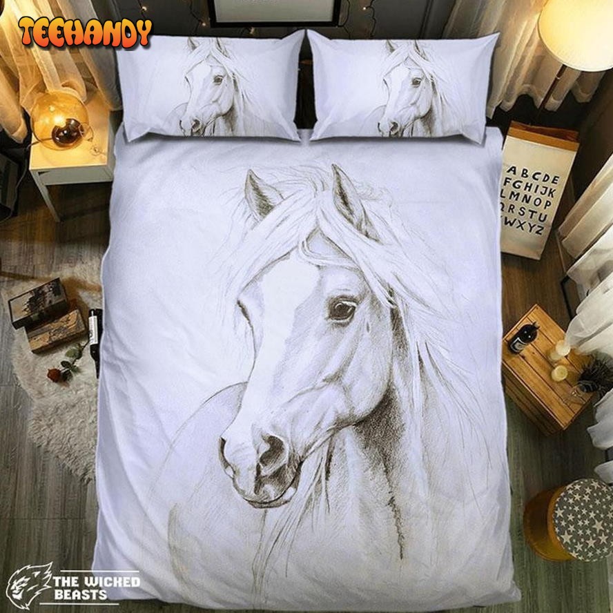 Elegant White Horse Portrait 091509 3d Duvet Cover Bedding Set