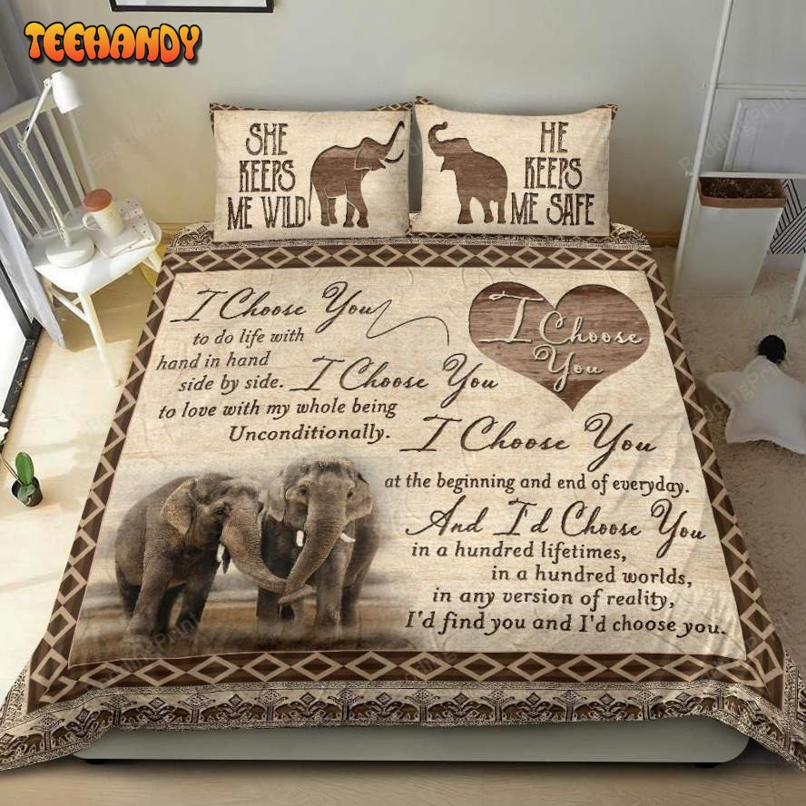 Elephant Couple I Choose You Bedding Set Duvet Cover Bedding Sets