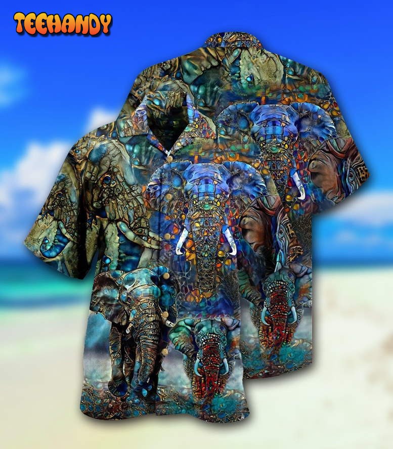 Elephant Love Forest Color Hawaiian Shirt