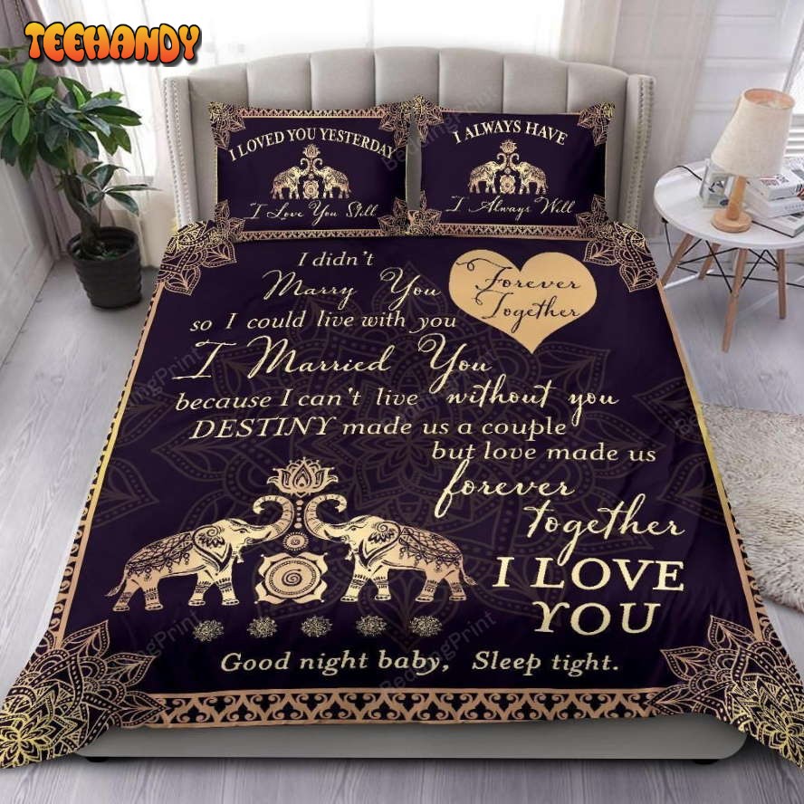 Elephant Love Forever Together Bed Sheets Duvet Cover Bedding Sets