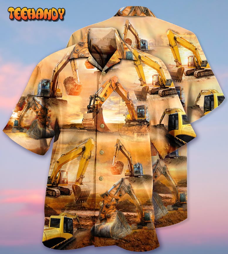 Excavator Working Hard Hawaiian Shirt