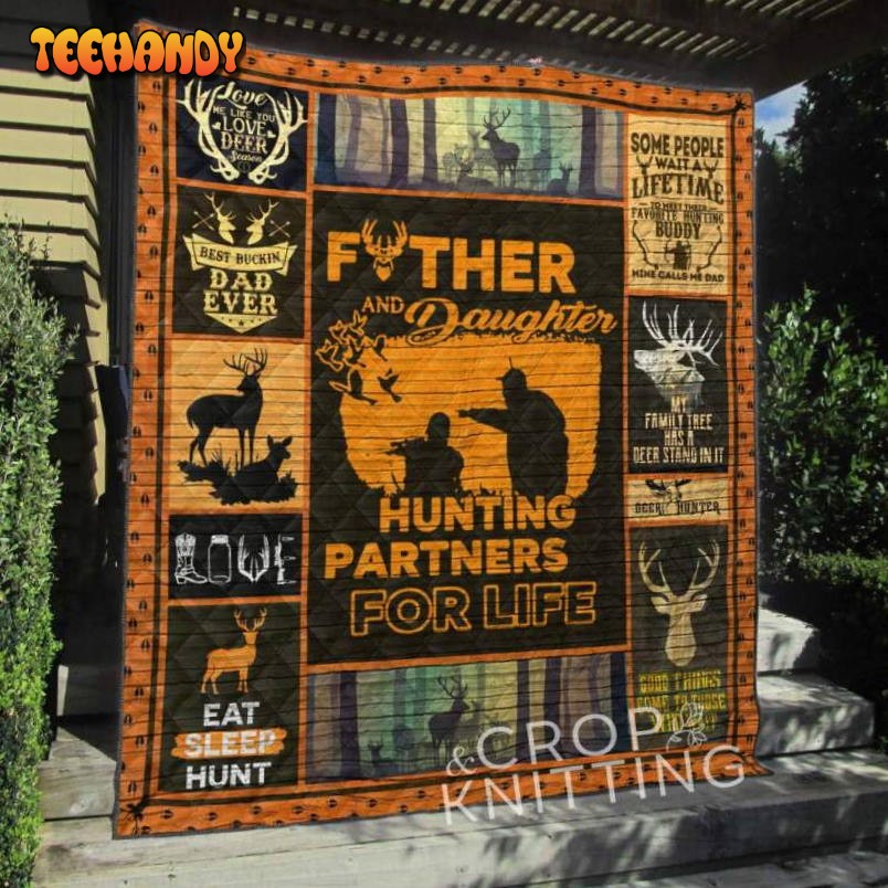 Father And Daughter Hunting 3D Customized Quilt Blanket