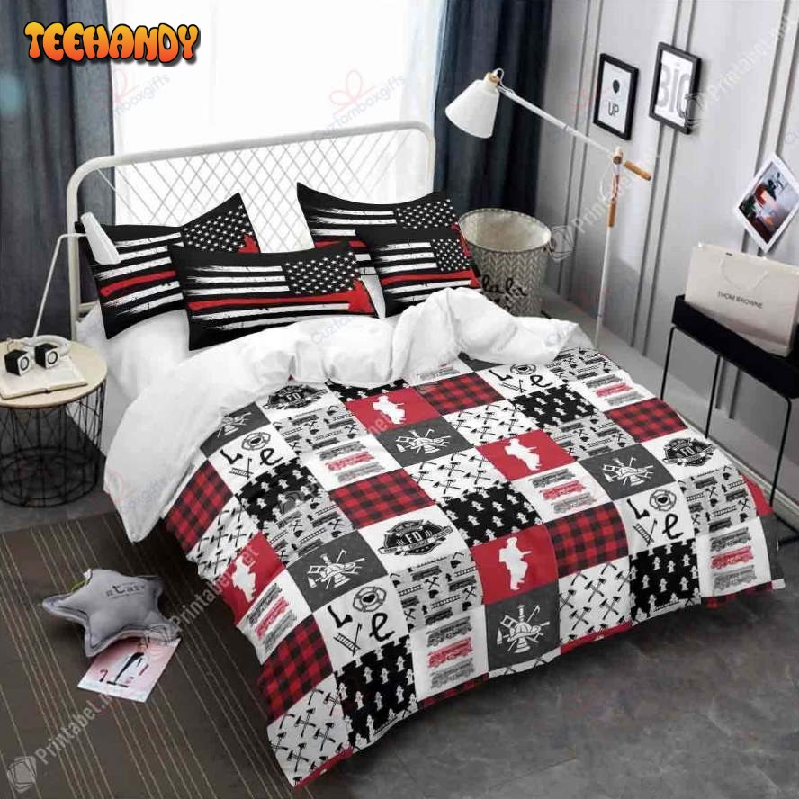 Firefighter Bedding Set Duvet Cover and Pillow Cases