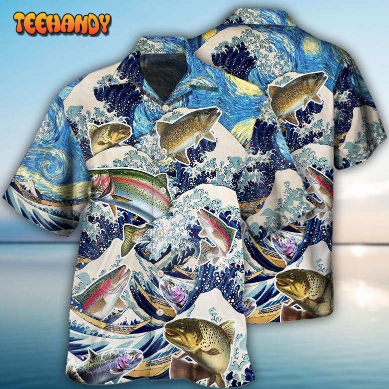 Fishing Trout Fishing Big Waves Style Hawaiian Shirt