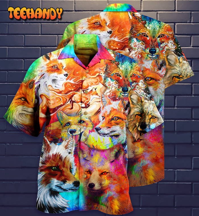 Fox Beautiful Painting Style Hawaiian Shirt