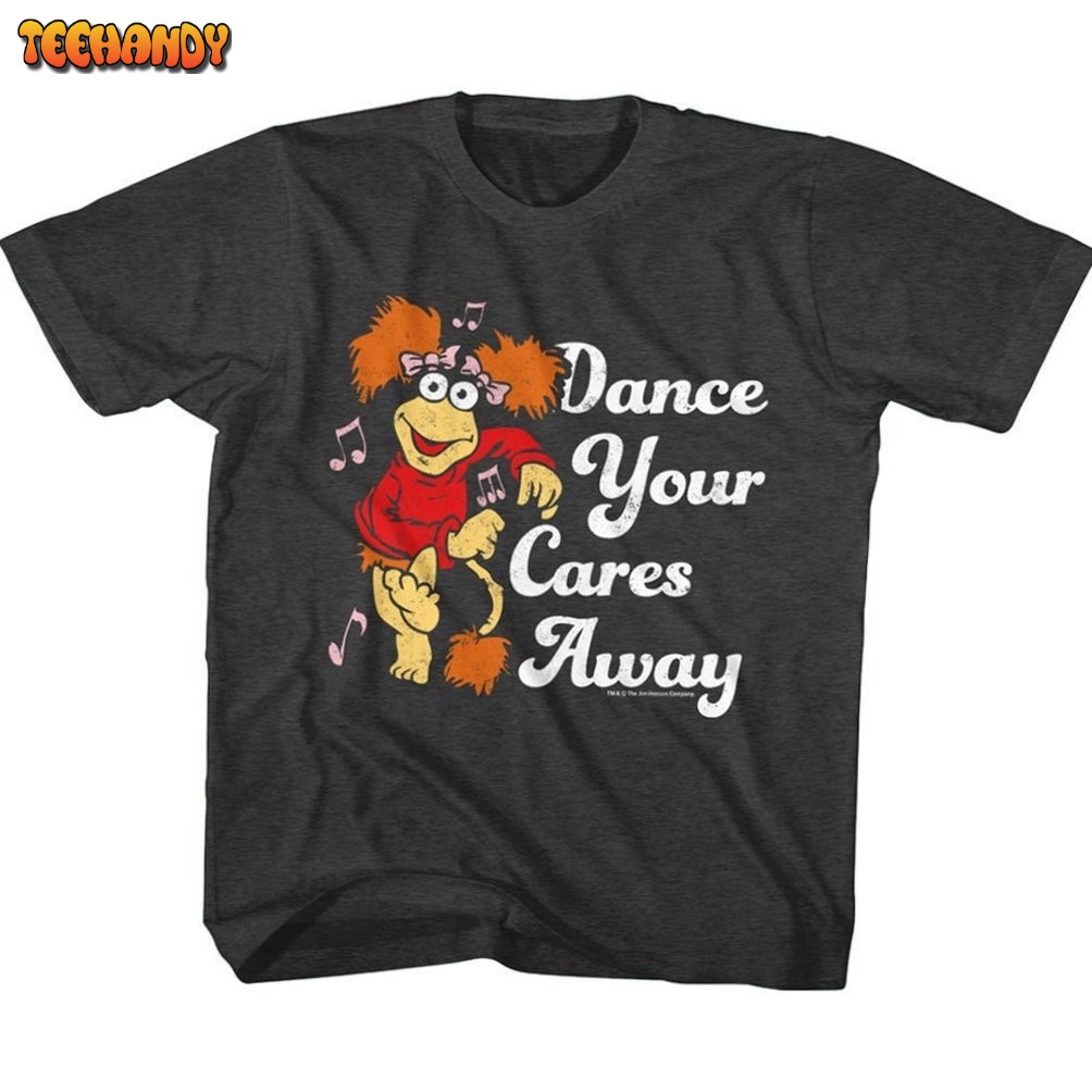 Fraggle Rock Dance Your Cares Away Heather Black Youth Shirts