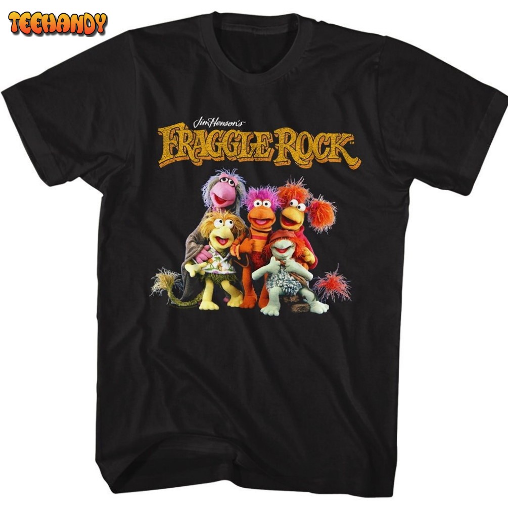 Fraggle Rock Group Shot Photo Black Youth Shirts