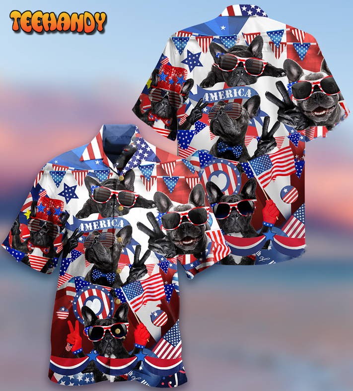 French Bulldog Loves America Hawaiian Shirt