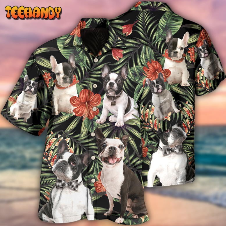 French Bulldog Tropical Floral Style Hawaiian Shirt