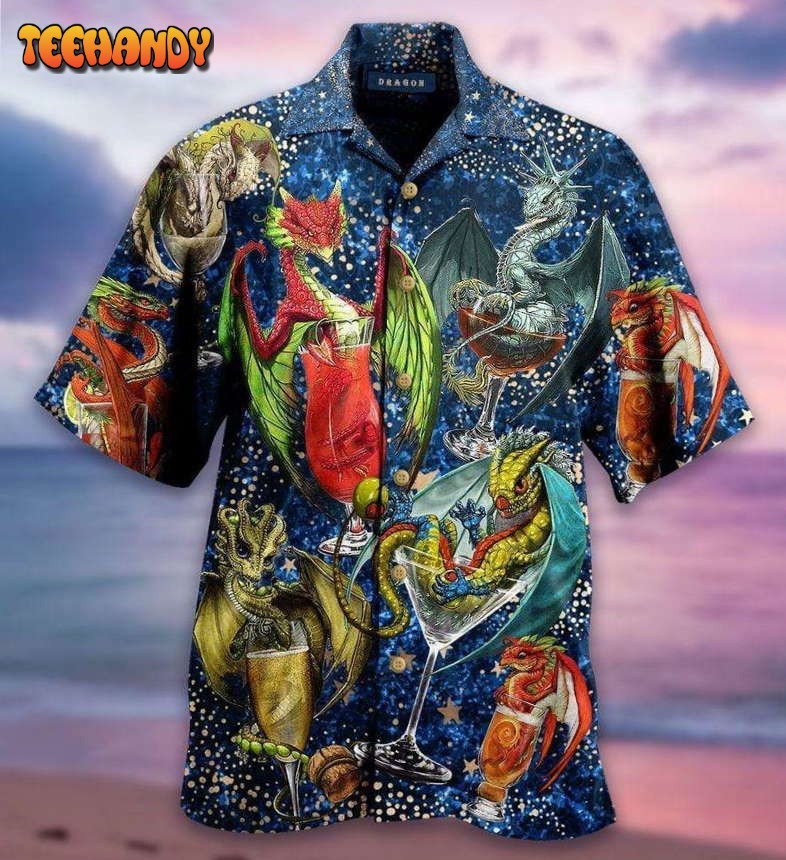 Funny Dragon With Cocktail Galaxy Hawaiian Shirt