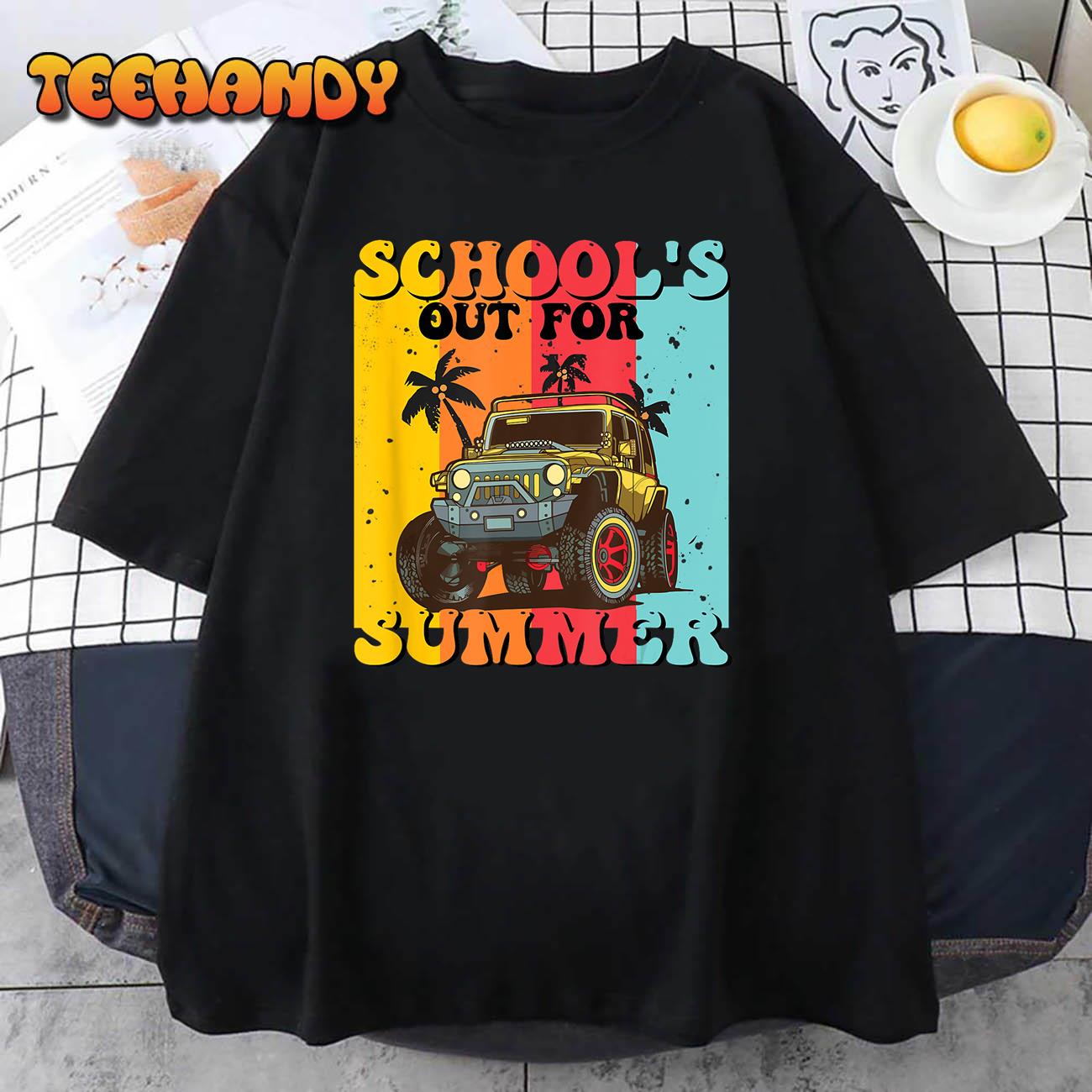 Funny School’s Out For Summer Teacher Summer Vacation Groovy T-Shirt