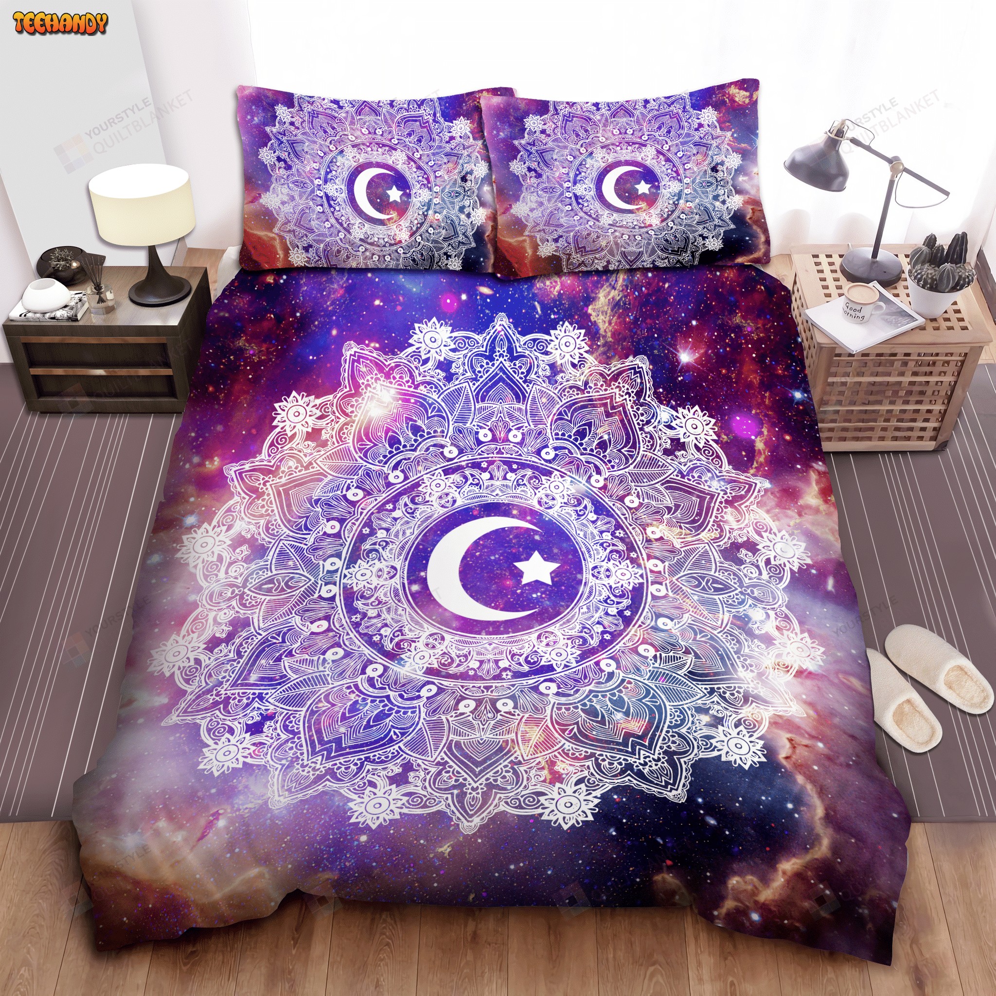 Galaxy Moon Mandala Bed Sheets Spread Duvet Cover Bedding Set