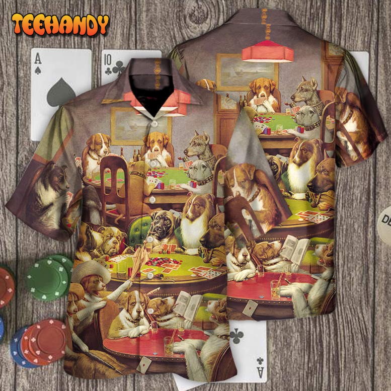 Gambling Dog Playing Poker Hawaiian Shirt