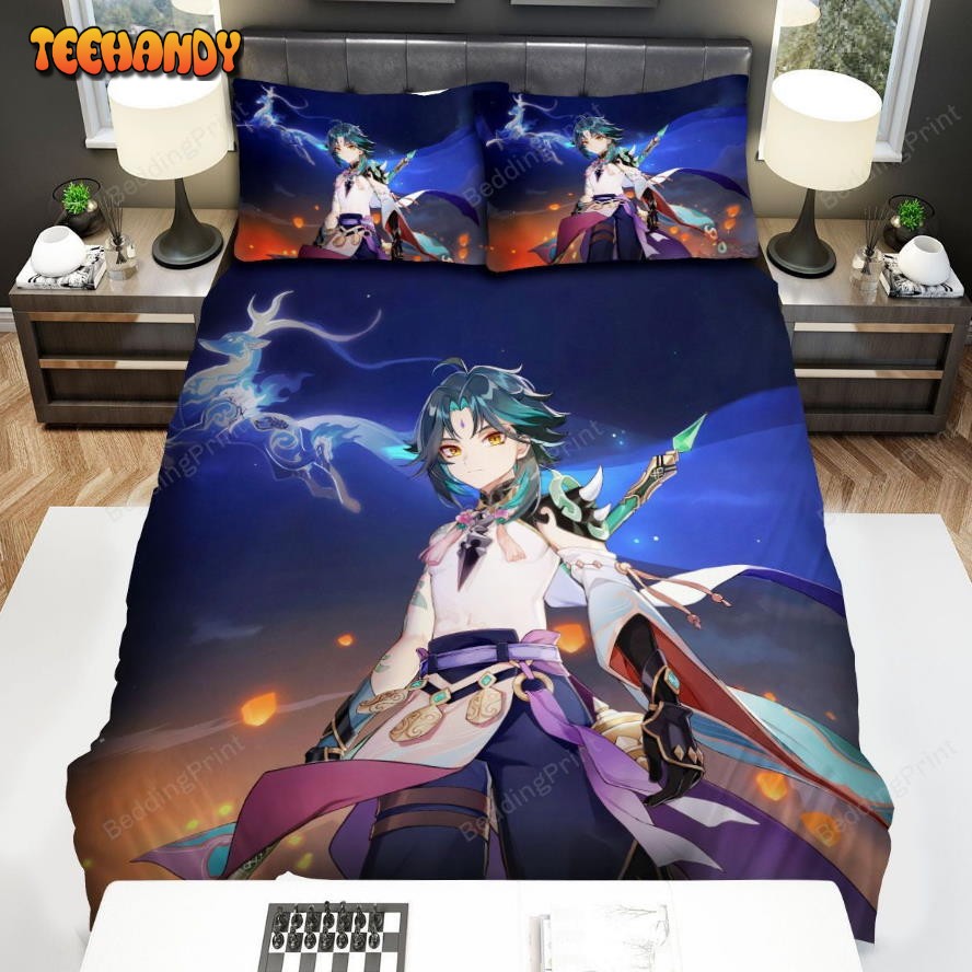 Genshin Impact Xiao And Lantern Bed Sheets Duvet Cover Bedding Sets