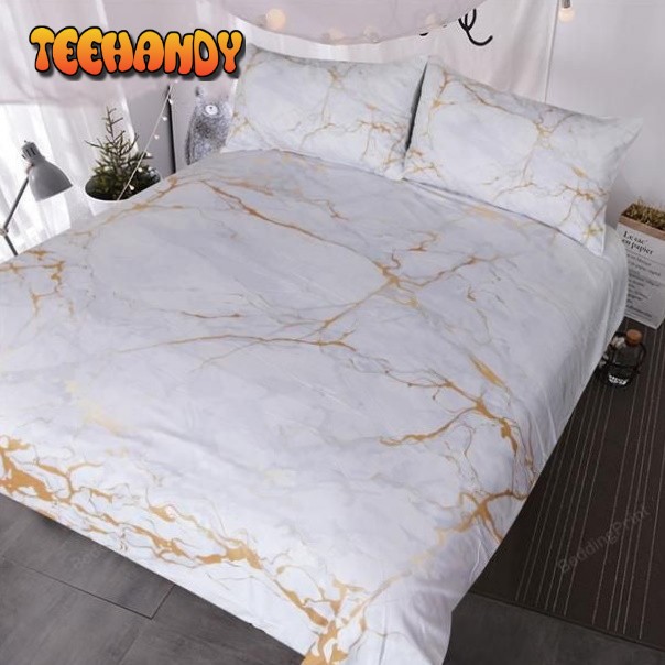 Gold And White Marble Bed Sheets Duvet Cover Bedding Sets