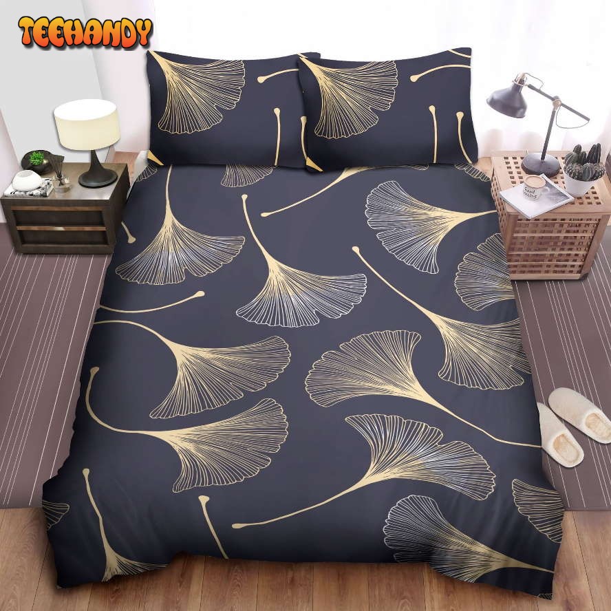 Gold Ginkgo Leaves Bedding Set Duvet Cover Pillow Cases