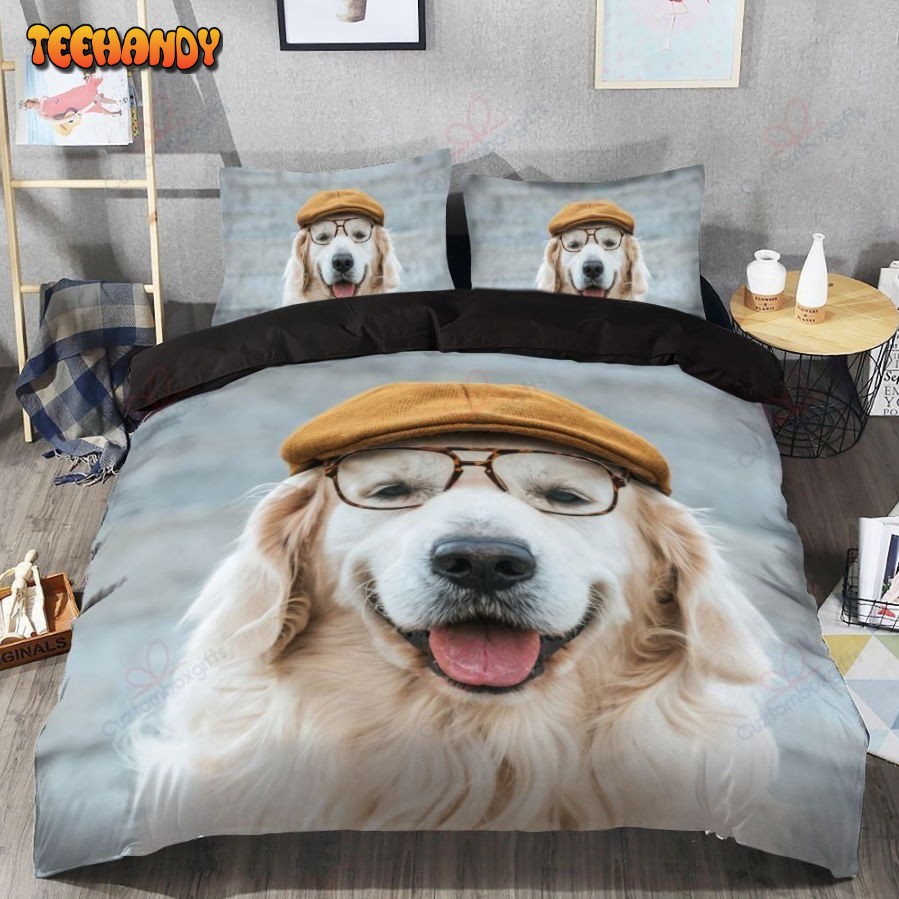 Golden Retriever Glasses Bedding Set Duvet Cover and Pillow Cases