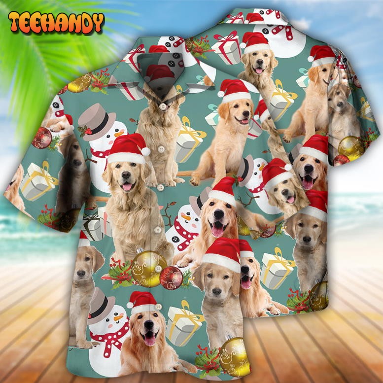 Golden Retriever Merry Christmas Hawaiian Shirt