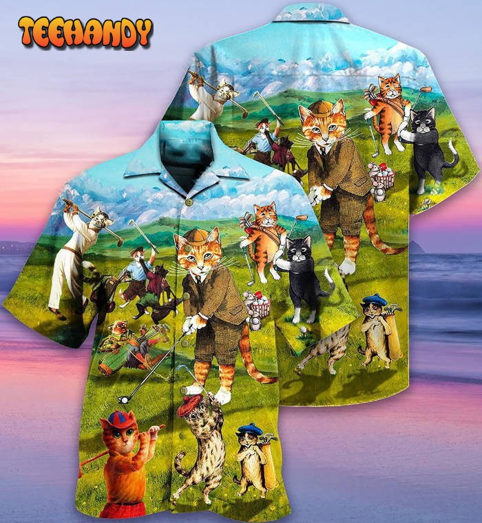 Golf Cats That What I Do I Play Golf And I Know Thing Hawaiian Shirt