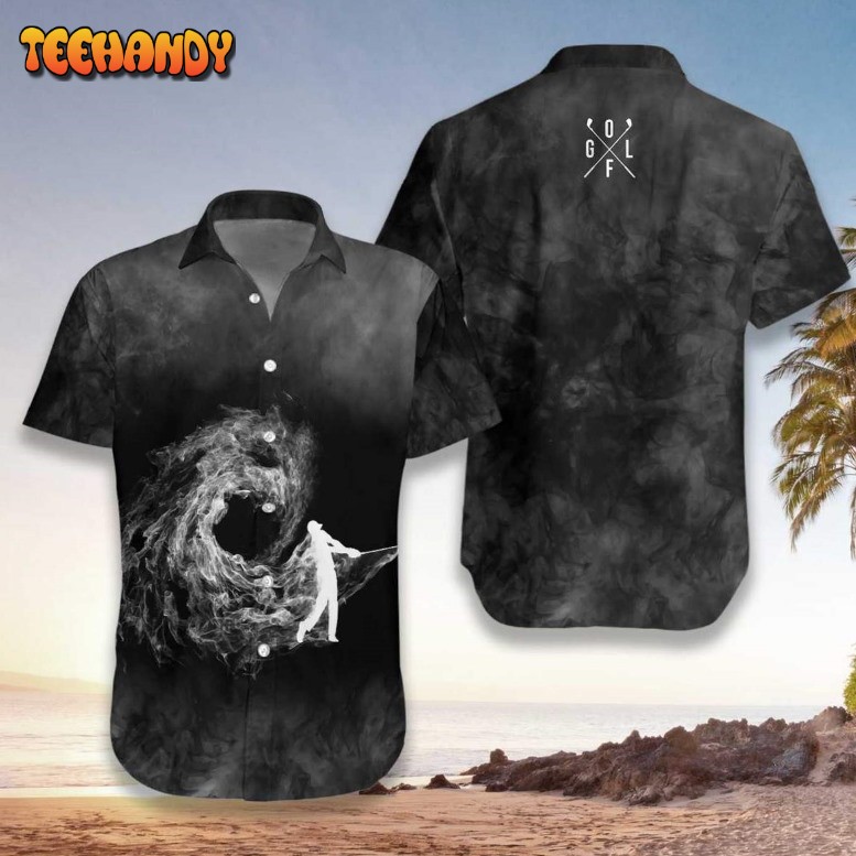 Golfer On Smoke Background Hawaiian Shirt