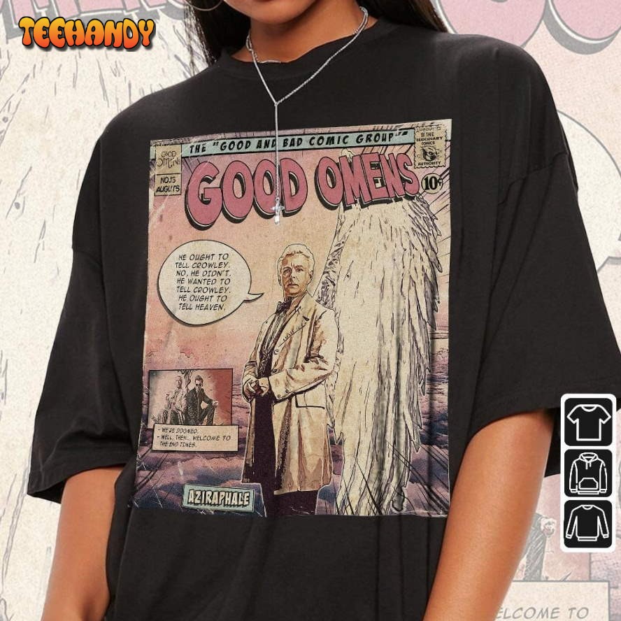 Good Omens Move Comic Shirt, Aziraphale 2023 Retro Graphic T Shirt