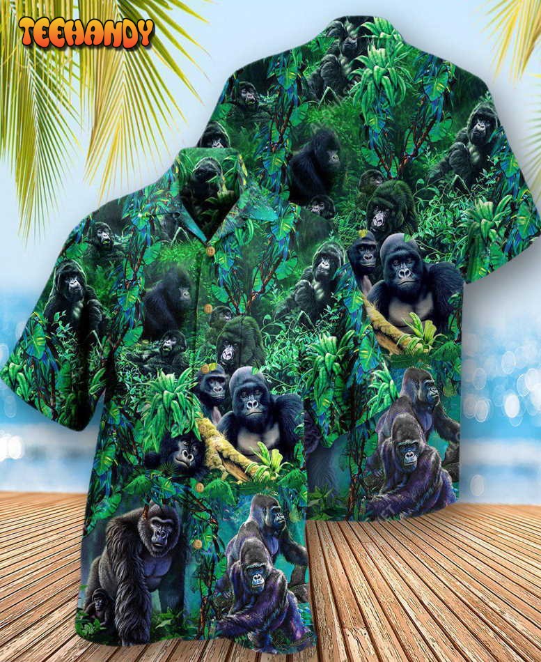 Gorilla Animals Family Of Gorillas In The Jungle Hawaiian Shirt