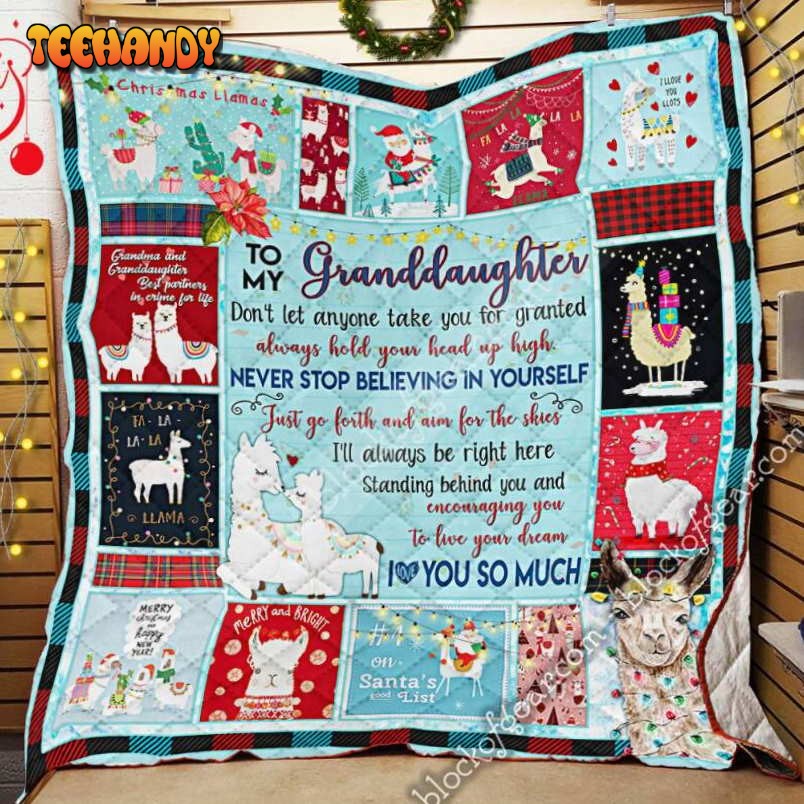 Granddaughter My Fa La Llama Christmas 3D Quilt Blanket