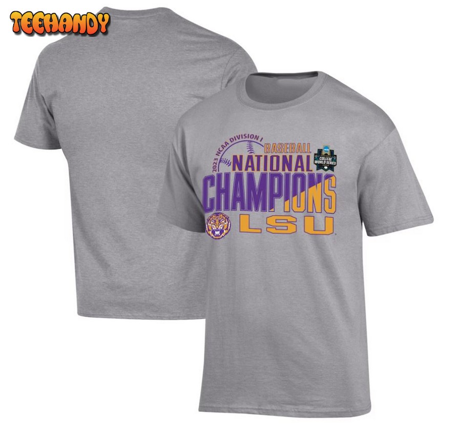 Gray LSU Tigers 2023 NCAA Men’s Baseball College World Series Champions Stack T-Shirt