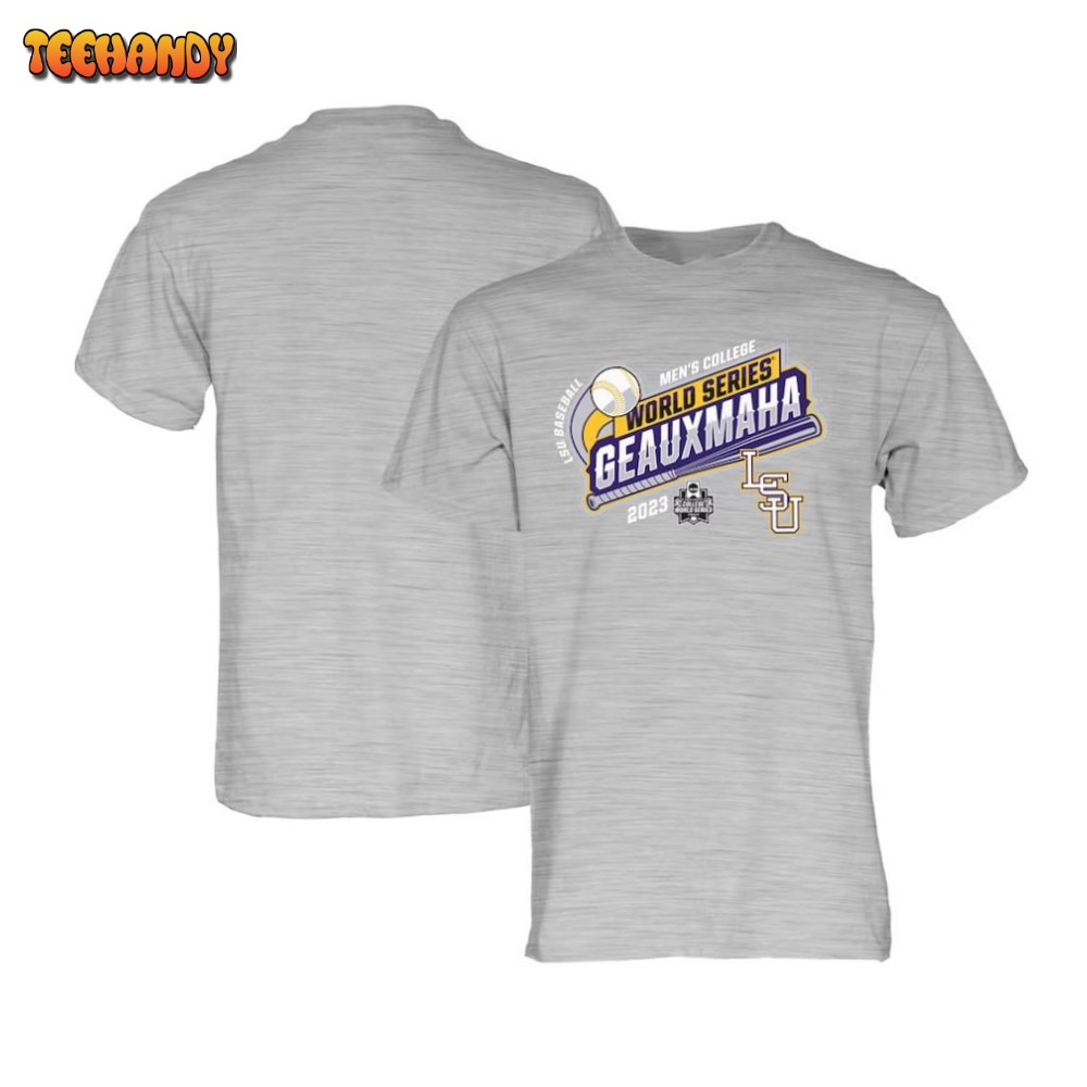 Gray LSU Tigers 2023 NCAA Men’s Baseball College World Series T-Shirt