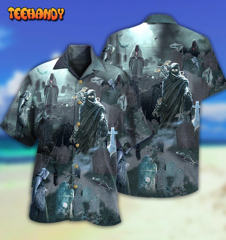 Halloween Death Hold Him Tomb Grey Ground Hawaiian Shirt