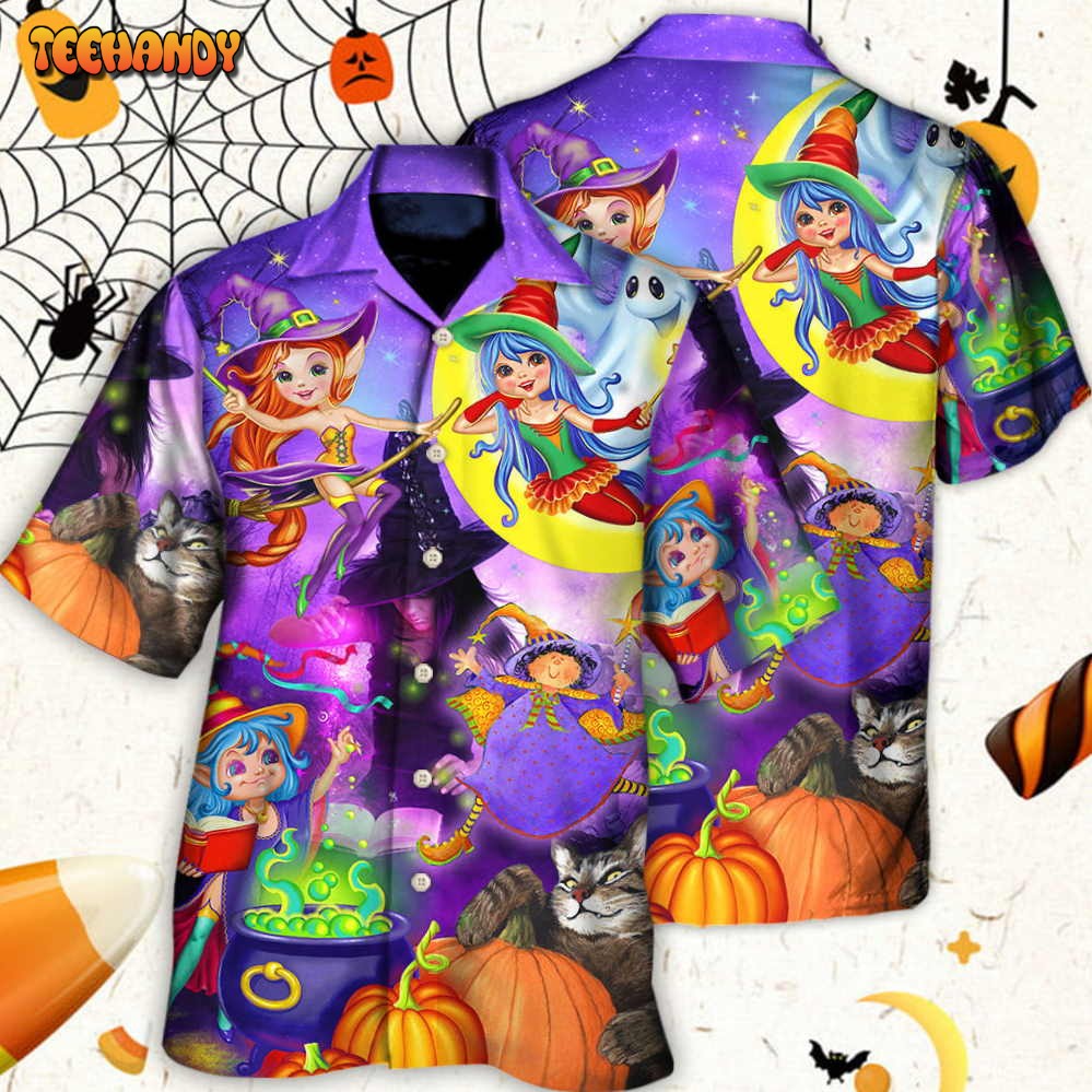 Halloween Funny Witch Ghost Cute Boo Magic Forest Hawaiian Shirt