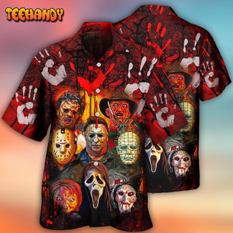 Halloween Horror Movie Characters Blood Scary Hawaiian Shirt