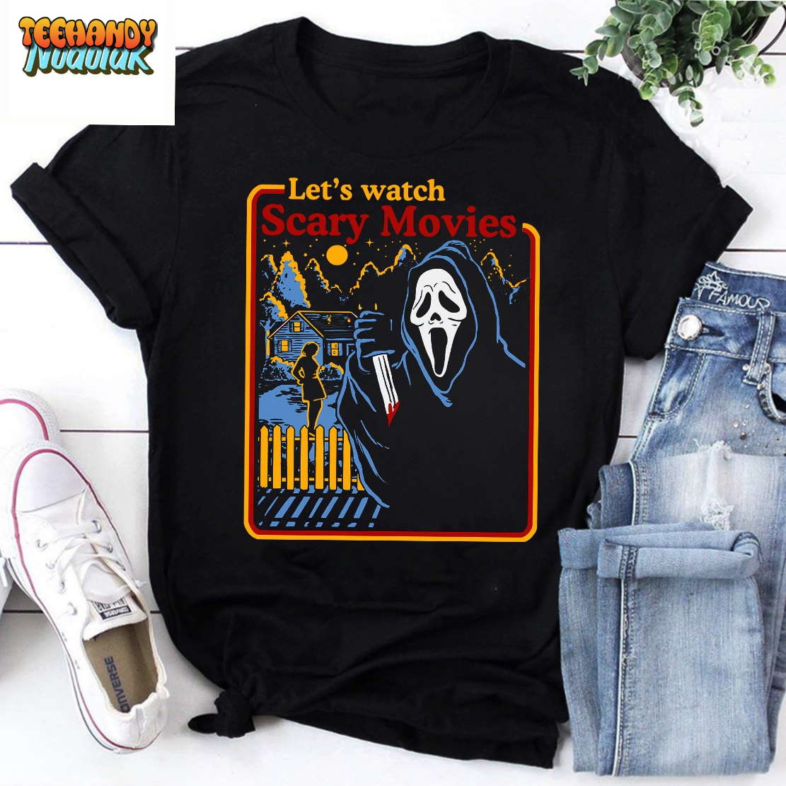 Halloween Let’s Watch Scary Movies Scream Horror Vintage T-Shirt