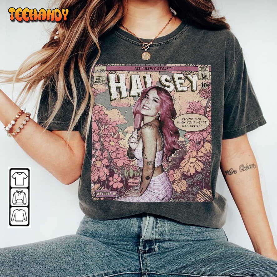 Halsey Comic Shirt, 90S Vintage Without Me Manic Album World Tour Ticket 2023 T Shirt